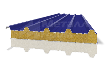Сендвичная панель металлическая кровельная 120 мм с минеральной ватой