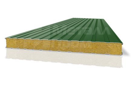 Сэндвич-панель зеленая с минераловатным утеплителем