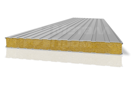 Сэндвич-панель трехслойная металлическая стеновая 80 мм с минеральной ватой
